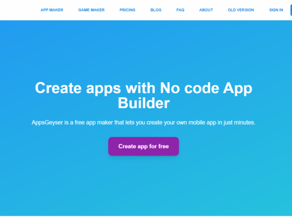 No code App Builder _ Create an App _ AppsGeyser