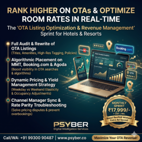 OTA Listing Optimization & Revenue Management Sprint by Psyber, ₹17,999 + GST / month
