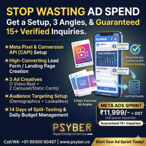 Meta Ads Sprint (15+ Verified Enquiries) package by Psyber, ₹11,999 + GST