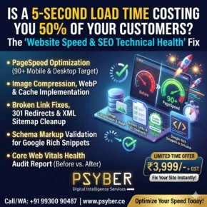 Website Speed & SEO Technical Health Fix package by Psyber, ₹3,999 + GST