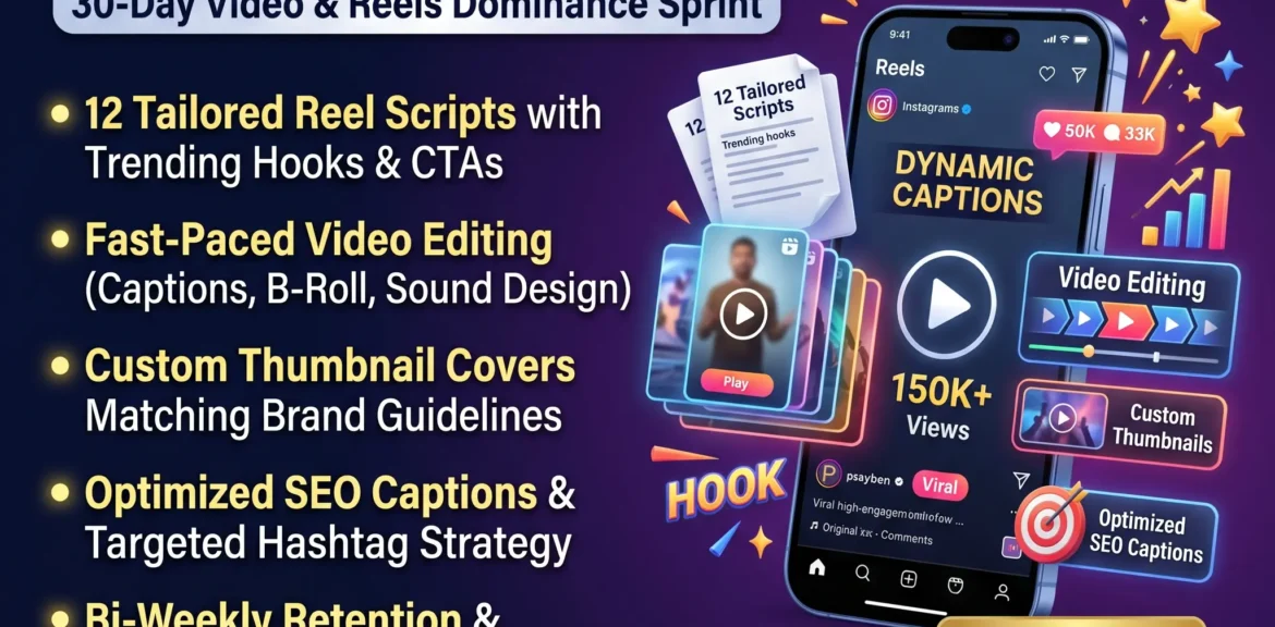 Reels That Drive Enquiries: How a 30-Day Video Sprint Works 1%psyber Inc% 30-Day Video & Reels Dominance Sprint package by Psyber, ₹12,999 + GST