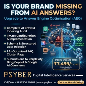 AI Search Visibility (AEO) Upgrade package by Psyber, ₹7,499 + GST