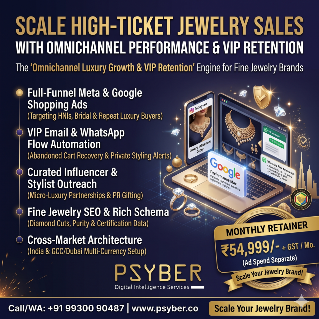 How Fine Jewelry Brands Scale High-Ticket Sales Online (India & Dubai) 2%psyber Inc% Omnichannel Luxury Growth & VIP Retention Engine by Psyber, ₹54,999 + GST / month