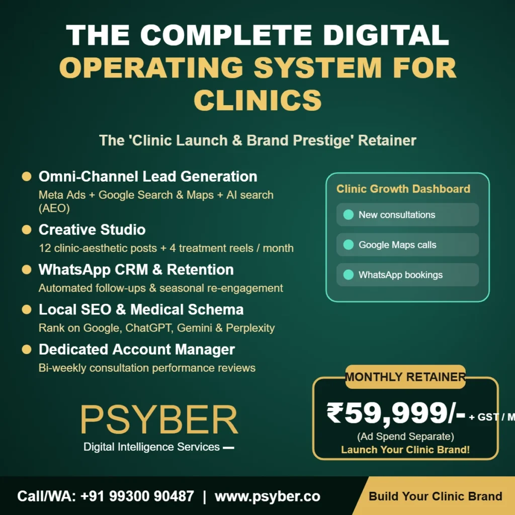 The Complete Digital Marketing System for High-End Aesthetic Clinics 2%psyber Inc% Clinic Launch & Brand Prestige Retainer by Psyber, ₹59,999 + GST / month