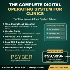 Clinic Launch & Brand Prestige Retainer by Psyber, ₹59,999 + GST / month